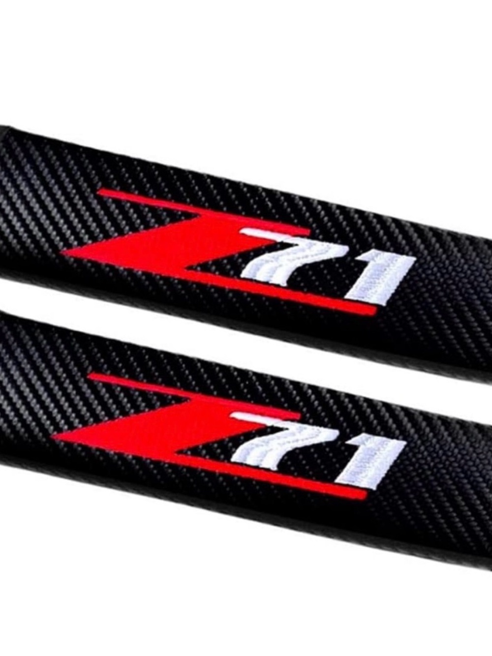 Z71 Carbon Fiber seatbelt cover padded Protectors - Black with Red & White Logo